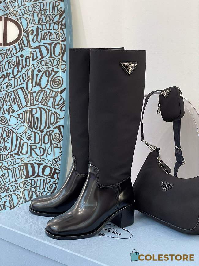 Prada Leather and Nylon Boots Black   - 1