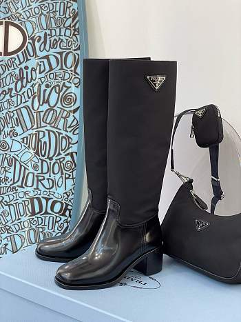 Prada Leather and Nylon Boots Black  