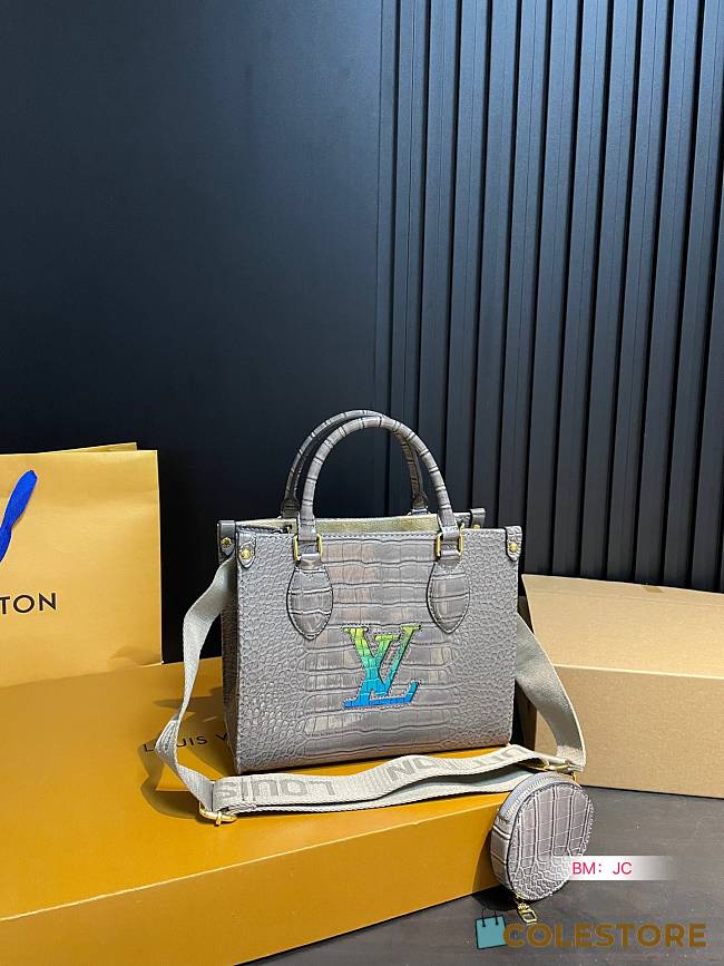 Louis Vuitton OnTheGo Crocodile Pattern Grey 25 x 20 cm - 1
