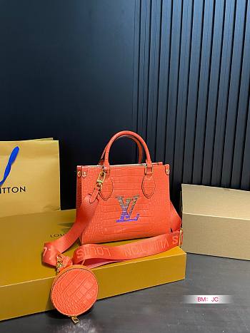 Louis Vuitton OnTheGo Crocodile Pattern Orange 25 x 20 cm