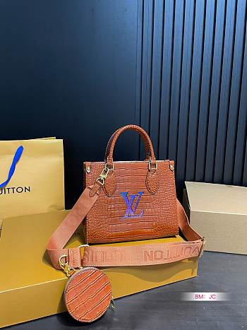 Louis Vuitton OnTheGo Crocodile Pattern Brown 25 x 20 cm