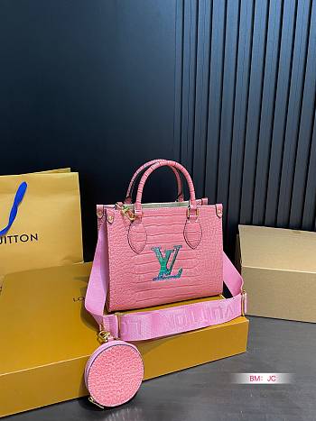 Louis Vuitton OnTheGo Crocodile Pattern Pink 25 x 20 cm