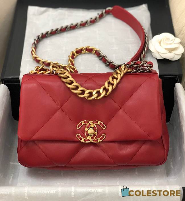 Chanel 19 Flap Bag Red AS1161 30 x 20 x 10 cm - 1
