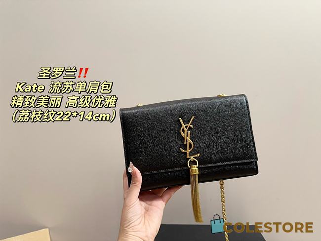 Saint Laurent Kate Tassel Meidum Shoulder Bag Black 22 x 14 cm - 1