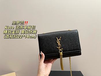 Saint Laurent Kate Tassel Meidum Shoulder Bag Black 22 x 14 cm