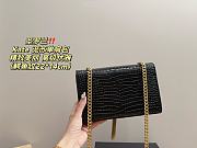 Saint Laurent Medium Kate Croc Embossed Leather Bag Black 22 x 14 cm - 4
