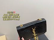 Saint Laurent Medium Kate Croc Embossed Leather Bag Black 22 x 14 cm - 3