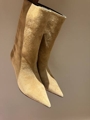 Amina Muaddi Suede Brown Boots 