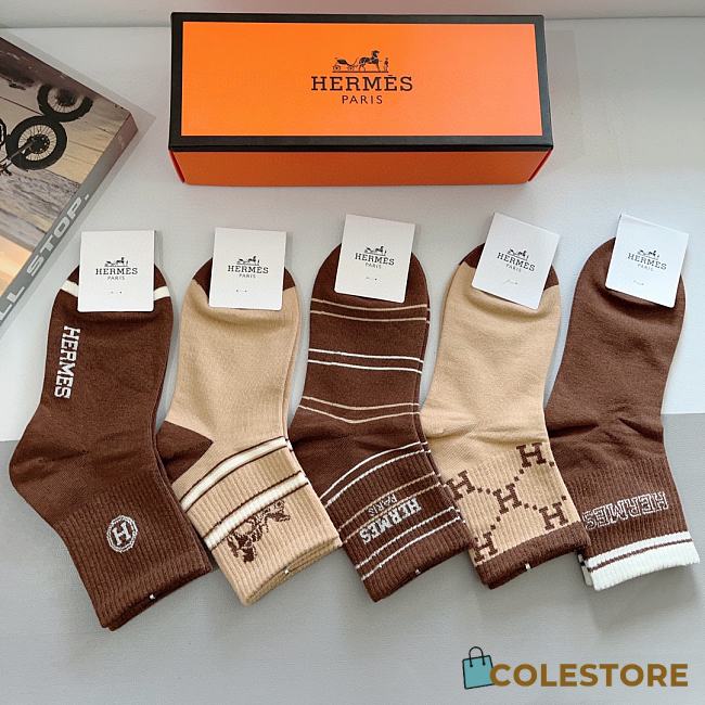 Hermes Sock Brown/Beige  - 1