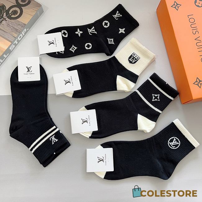 Louis Vuitton Black And White Socks - 1