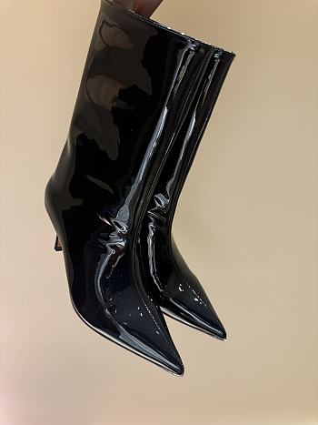 Amina Muaddi Leather Pointed Boots Black 