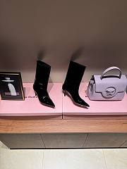 Amina Muaddi Leather Pointed Boots Black  - 4