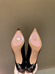 Amina Muaddi Leather Pointed Boots Black  - 2