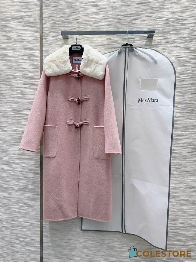 Max Mara Neck Fur Pink Coat  - 1