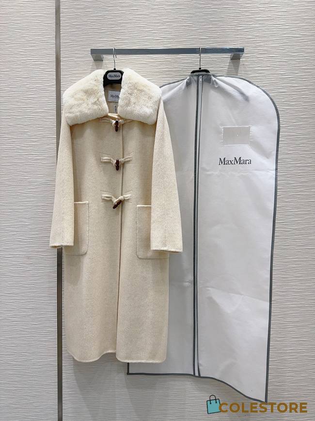 Max Mara Neck Fur Beige Coat - 1