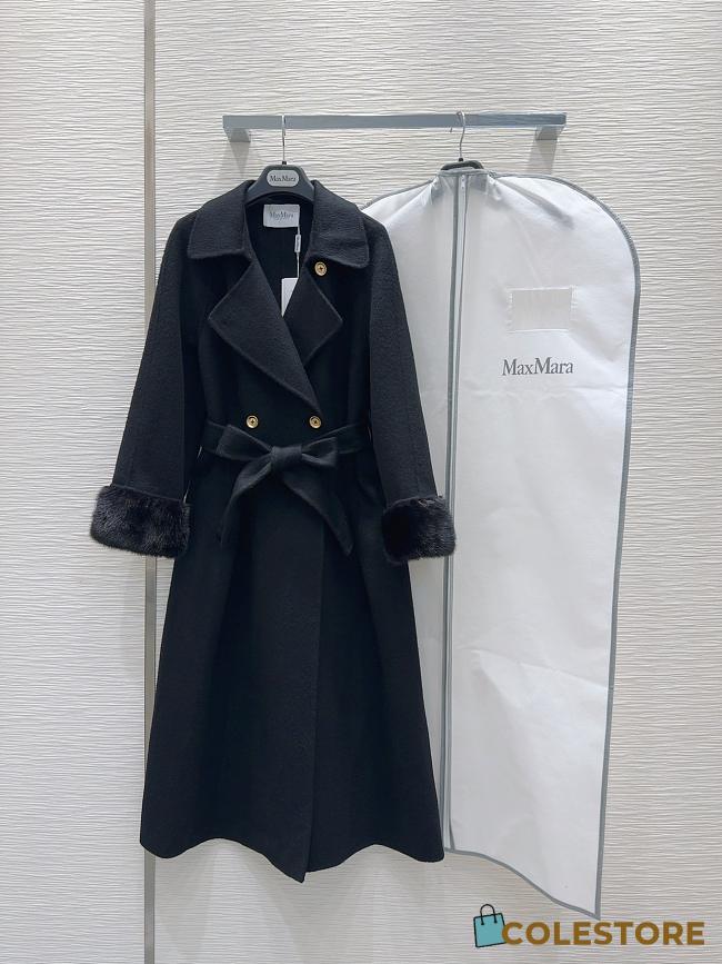 Max Mara Hand Fur Black Coat - 1