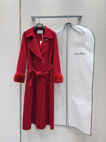 Max Mara Hand Fur Red Coat