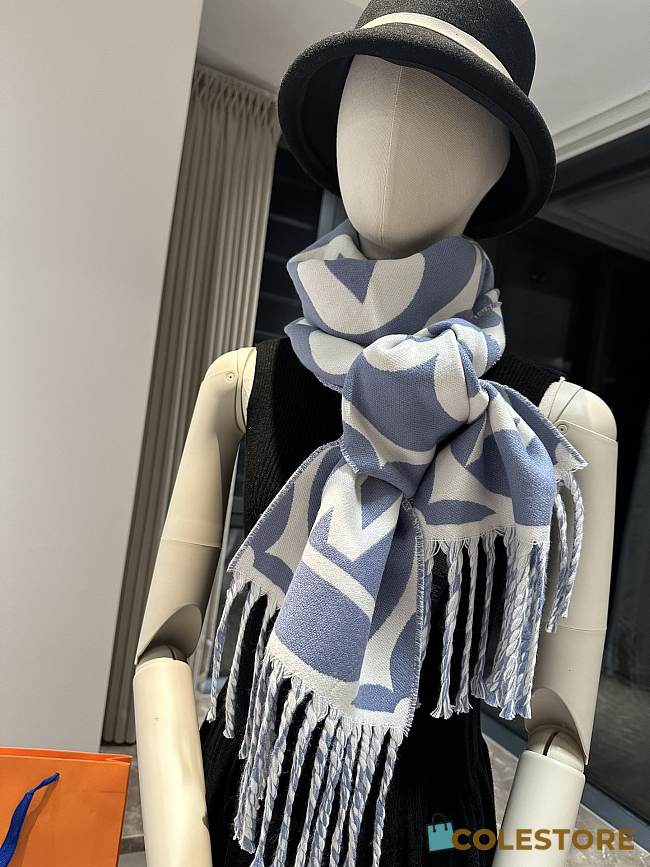 Louis Vuitton Big Logo Blue Scarf - 1