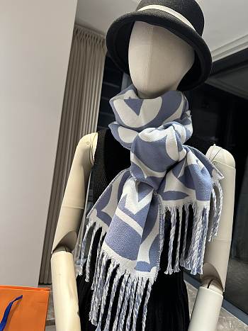 Louis Vuitton Big Logo Blue Scarf