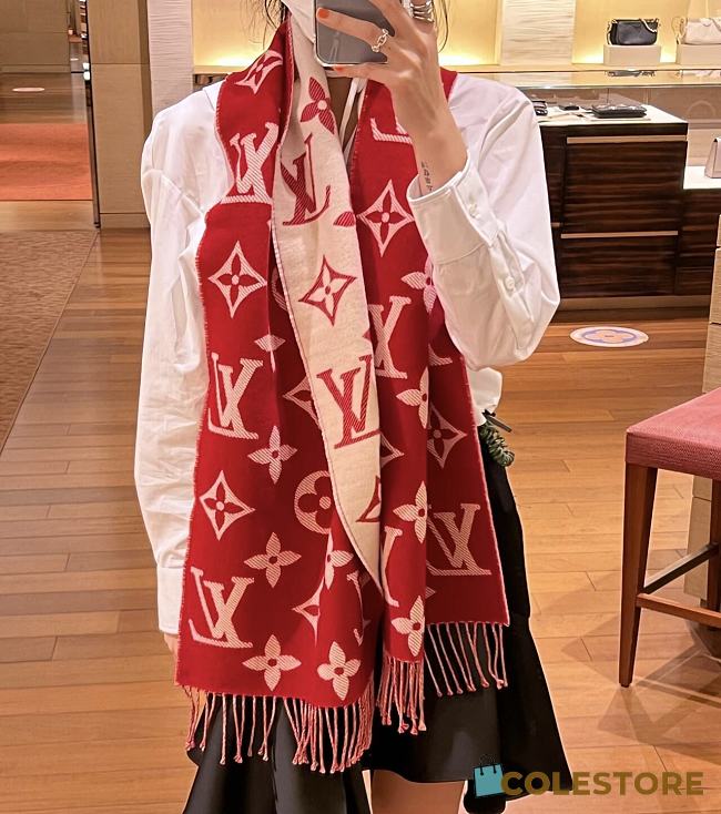 Louis Vuitton Red/Hot Pink Scarf - 1