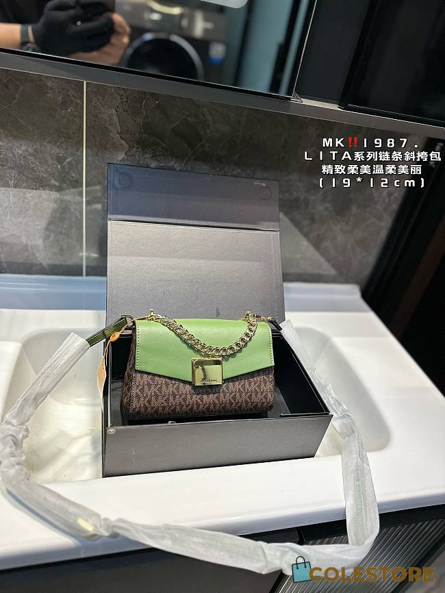 Michael Kors Lita Small Two-Tone Crossbody Greem 20 x 11.5 x 7 cm  - 1
