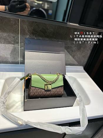 Michael Kors Lita Small Two-Tone Crossbody Greem 20 x 11.5 x 7 cm 