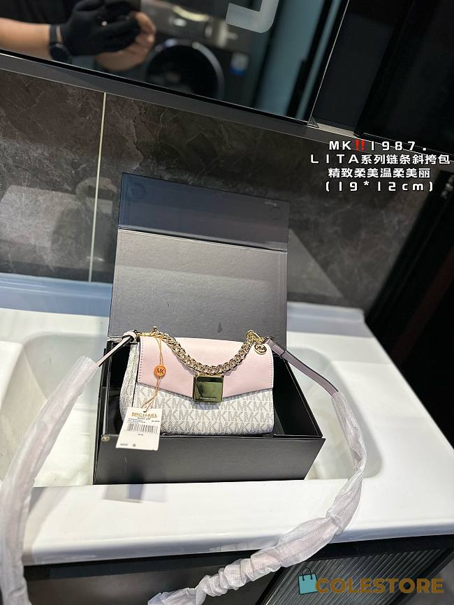 Michael Kors Lita Small Two-Tone Crossbody White 20 x 11.5 x 7 cm - 1