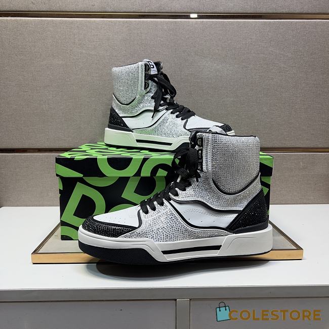 Dolce & Gabbana Sneaker High Top Diamond Black And White  - 1
