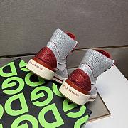 Dolce & Gabbana Sneaker High Top Diamond Red And White  - 4