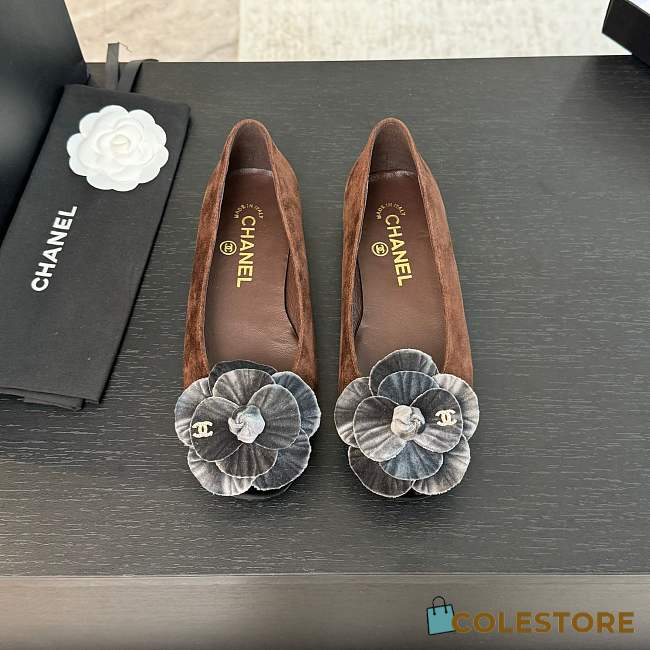 Chanel Flower Shoes Brown And Grey  - 1