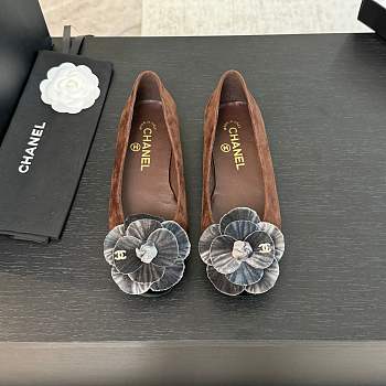 Chanel Flower Shoes Brown And Grey 