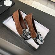 Chanel Flower Shoes Brown And Grey  - 5