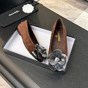 Chanel Flower Shoes Brown And Grey  - 4