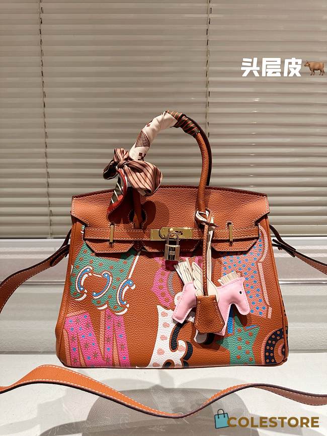 Hermes Handbag Beige/ Brown/ Black 30 cm - 1