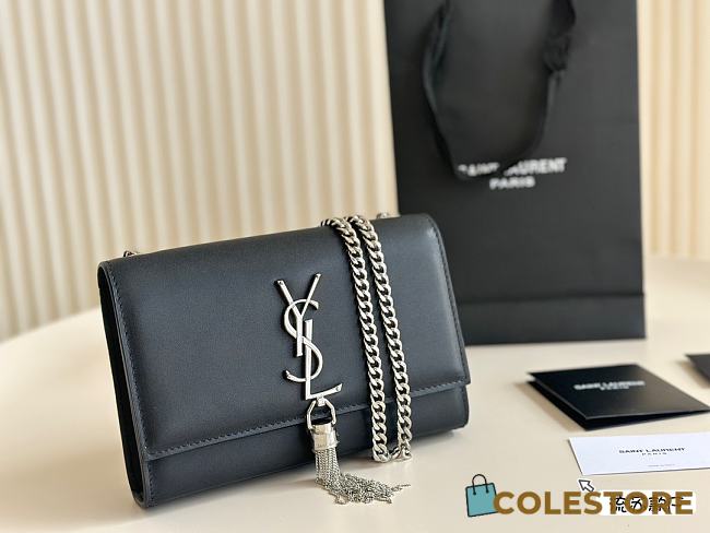 Saint Laurrent Kate Silver Chain Black 24 cm - 1