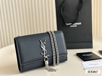 Saint Laurrent Kate Silver Chain Black 24 cm