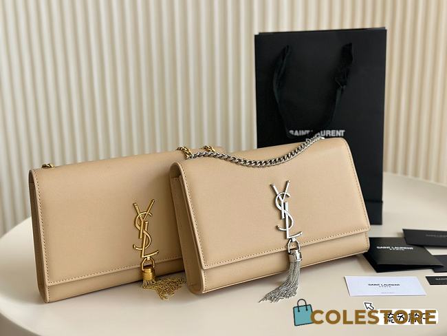 Saint Laurrent Kate Silver Chain Beige 24 cm - 1