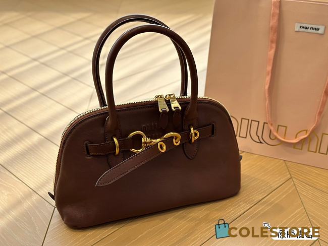 Miu Miu Aventure Nappa Leather Top-Handle Bag Brown 27 x 17 cm - 1