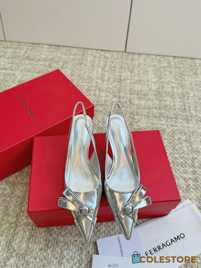 Ferragamo Slingback High Heels Silver - 1