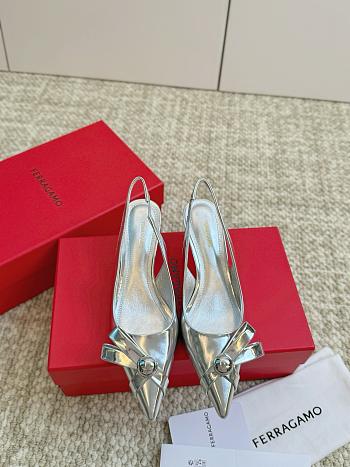 Ferragamo Slingback High Heels Silver