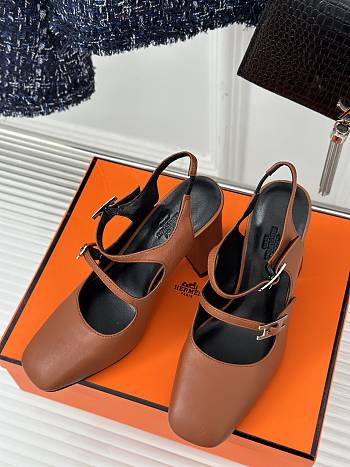 Hermes Heels Leather Brown 
