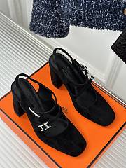 Hermes Heels Suede Black  - 1