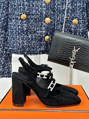 Hermes Heels Suede Black  - 3