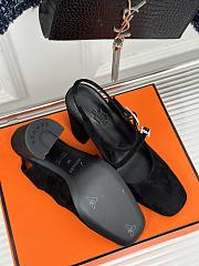 Hermes Heels Suede Black  - 6