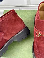 Gucci Loafer Horsebit Suede Rouge  - 6