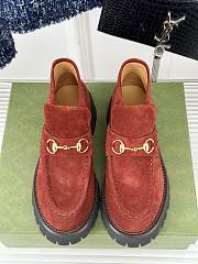 Gucci Loafer Horsebit Suede Rouge  - 5