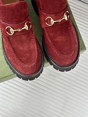 Gucci Loafer Horsebit Suede Rouge  - 4