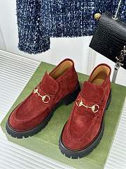 Gucci Loafer Horsebit Suede Rouge  - 3
