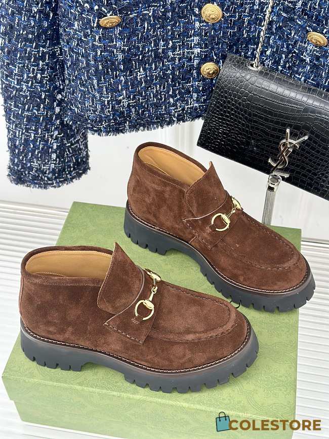 Gucci Loafer Horsebit Suede Brown - 1