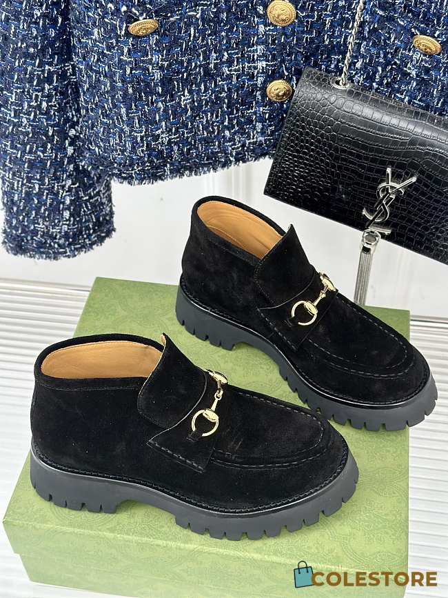 Gucci Loafer Horsebit Suede Black  - 1
